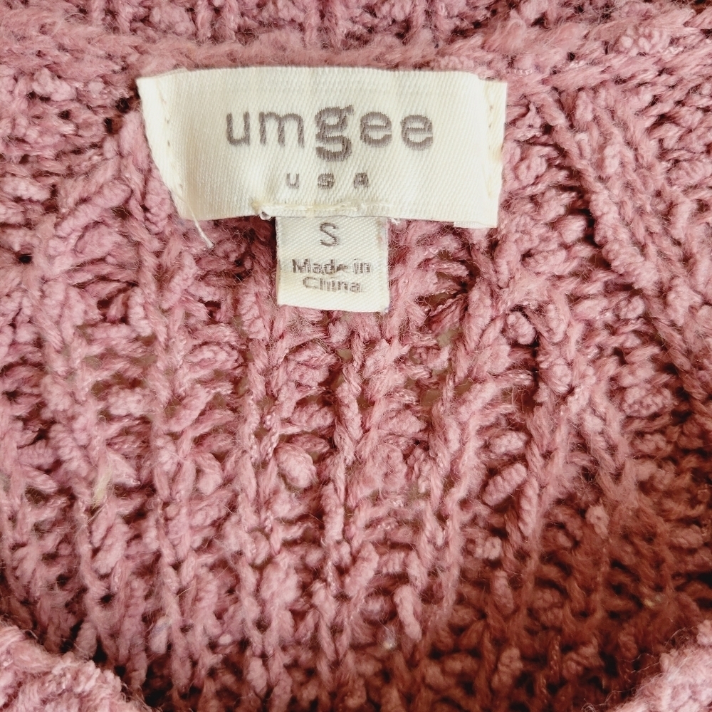 Umgee Mauve Pink Knit Oversized Sweater Side Split Small - Picture 4 of 14